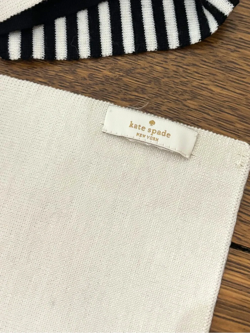 Kate Spade New York Black White Striped Colorblock Extra Long Scarf
